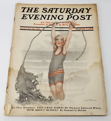 Saturday Evening Post August 14 1915 Complete Issue Scarce Wonderful Art - Image 1 of 4