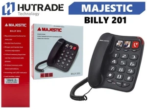 x Telefono Fisso Majestic Billy 201 Con Tasti Grandi Vivavoce Nero mar - Foto 1 di 1