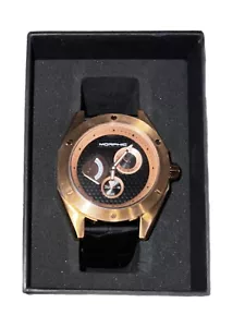 Orologio Morphic M46 Da Uomo Oro Rosa Cinturino in Pelle Nera Nuovo In Scatola - Foto 1 di 6