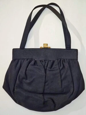 Bolso de noche de cóctel vintage años 40 cartera tafetán, forro satinado bolsillo interior Foto 1 de 4