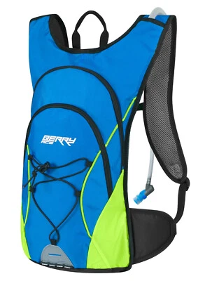 Fahrradrucksack Trinkrucksack 12 Liter + 2 L Blase Blau Neon Gelb Bike Rucksack - Bild 1 von 4