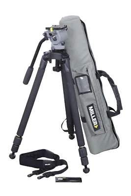 Cabezal fluido Miller DS-10 DV y trípode de aluminio solo con mango de sartén #45673 Foto 1 de 4