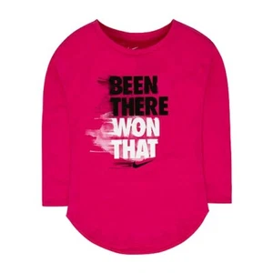 Nike Little Girls Vivid Pink Long Sleeve T-Shirt Size 6 or 6X Been There - Picture 1 of 3