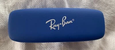 Estuche para gafas RAY-BAN carcasa rígida vibrante azul logotipo tapa abatible interior rojo Foto 1 de 4