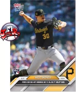 Scheda Paul Skenes 2024 TOPPS NOW 201 1° VITTORIA RC - Foto 1 di 2