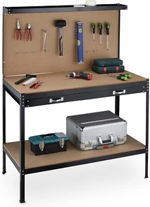 Workbench Workstation Pegboard Drawer Heavy Duty Metal Garage Workshop Shelve - Picture 1 of 7