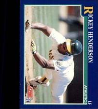 1991 Score Oakland Athletics Baseball Card #10 Rickey Henderson