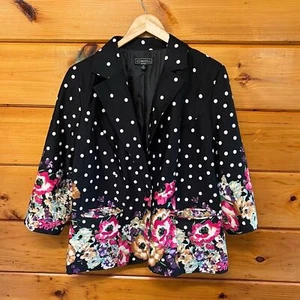 Elementz 1X cotone manica 3/4 foderato floreale a pois colorato donna più blazer - Foto 1 di 4