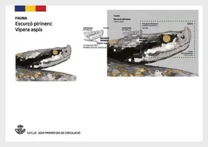 andorra SPAIN 2024 snake Pyrenean Viper Vipera Aspis European Asp ms1v FDC PJ - Picture 1 of 1