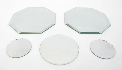 2 espejos octogonales de 6" con 2 posavasos de espejo circular + espejo redondo de 4" MT Foto 1 de 4