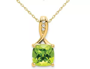 2.00 Carat (ctw) Peridot Pendant 14K Yellow Gold with Chain - Picture 1 of 4