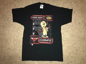 Chicago Bulls Vintage 1998 Six-Time NBA Champions Black T-Shirt - Men's Medium - Picture 1 of 6