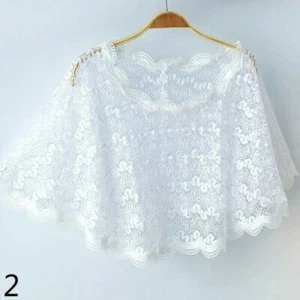 Damen Netz Spitze Umhang Bolero Braut Hochzeit Durchsichtig Schulterjacke Mantel - Bild 1 von 18