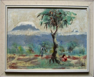 ::AFRIKANISCHE LANDSCHAFT MIT BERG BAUM UND TIERHÜTERN NOMADEN  - Bild 1 von 4