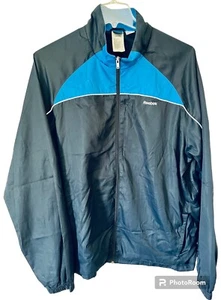 Men’s Sz 2XL Reebok Lined Track Jacket Windbreaker Navy/Blue Activewear Full Zip - Picture 1 of 6