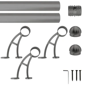 Combo de kit de riel de pie de montaje en pared barra de tubería de acero inoxidable gris oscuro OD de 2" - DEC - Imagen 1 de 128