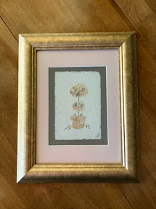 VTG 2001 Signed Collage Art Of Dried Plants & Paper On Hand Made Paper; Imbua - Picture 1 of 19