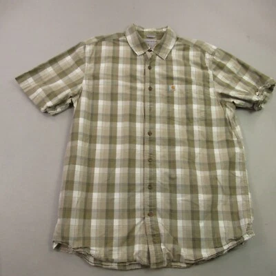 Carhartt Shirt Mens Large Tall Short Sleeve Button Front Plaid Relaxed Fit - Image 1 of 4