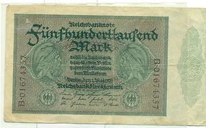 OLD GERMAN REICHSBANKNOTE 500.000 MARK 1923 - Imagen 1 de 1