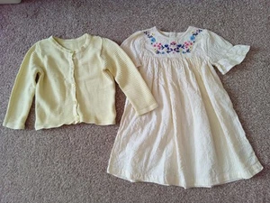 Toddler Girls Age 2-3 Years Cotton Embroidred Dress & Cardie Outfit Set Wedding - Picture 1 of 8