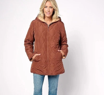 CHAQUETA POLAR REVERSIBLE ACOLCHADA Y FELPA SUSAN GRAVER NUEVA CON ETIQUETAS, FRAPPE DE CACAO, XXS Foto 1 de 3