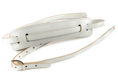 Correa de guitarra ajustable de cuero vintage con logotipo Gretsch genuino (blanco) Foto 1 de 3