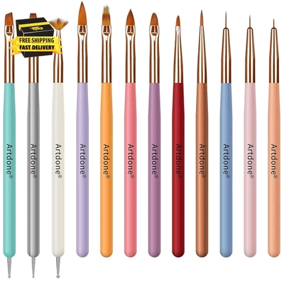 Herramientas para puntear uñas Kit de cepillos para arte en uñas de doble extremo Arte en uñas Gel Esmalte Delineador B Foto 1 de 4