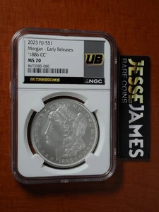 2023 $1 FIJI SILVER '1886 CC' MORGAN NGC MS70 ULTRA BREAKS LABEL 1 OZ .999 FINE - Picture 1 of 2