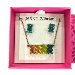 Set collana e orecchini Betsey Johnson orsi gommosi multicolore - Foto 1 di 9