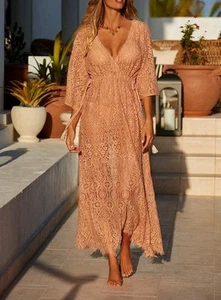 Melissa Odabash Mel Tan Long Kaftan Dress - One Size BNWT - Picture 1 of 11