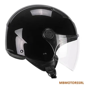 HELM DEMI-JET SKAP LUKE MONO SCHWARZ GLÄNZEND MOTORRAD SCOOTER ZUGELASSEN MIT VISIER - Bild 1 von 5