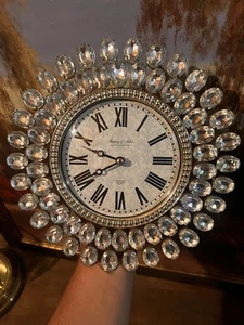 STERLING & NOBLE ROUND CLOCK ROUND 10" TWO ROUNDS OF "DIAMONDS' - Picture 1 of 4