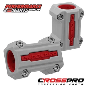 CrossPro Universal Crash Bar Sliders Grey + Red Inserts For 22mm & 25mm Bars - Picture 1 of 3