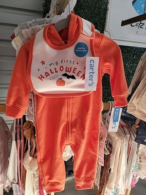 Pijama Carter's Baby Halloween Jack-O-Lantern polar con capucha cremallera 1 pieza Foto 1 de 3