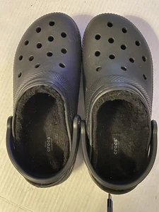 Crocs Unisex Black Adult M6 W8 Dual Comfort Lined Plush Fleece Clog Slipper - Picture 1 of 4