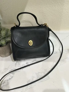 Bolso de Colección COACH Regina #9983 Cuero Negro Años 90 Bandolera Mango Superior Correa Etiqueta - Imagen 1 de 11