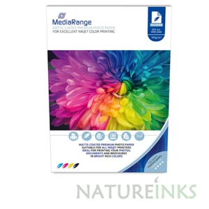 100 Mediarange 105 gsm Matt A4 single sided matte coated PHOTO paper MRINK116 - Afbeelding 1 van 2