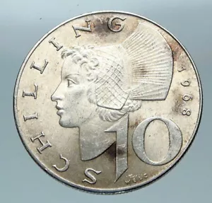 1968 Austria Wachau Woman 10 Schilling OLD Silver Austrian Coin Shield i84345 - Picture 1 of 3