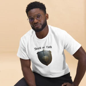 Shield of Faith Men's Classic T-Shirt - Ephesians 6:16 Bible Verse - Picture 1 of 17