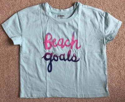 GYMBOREE size 4 girls short sleeve teal & Pink BEACH GOALS T-Shirt - Image 1 of 3