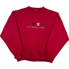 NAF NAF Red Sweatshirt Embroidered Logo Crew Neck Men's Size Large