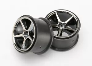 NEW Traxxas 7172A Gemini BLK Chrome Wheels 2 1/16 E-Revo VXL FREE US SHIP - Picture 1 of 1