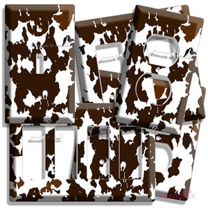 COW HIDE SKIN ANIMAL PRINT LIGHT SWITCH OUTLET WALL PLATE COUNTRY ROOM ART DECOR - Picture 1 of 21
