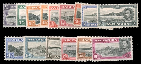 ASCENSION 1938-53 GEORGE VI SET MINT #40..49 complete except for 2c red (cv $0.9 Cover