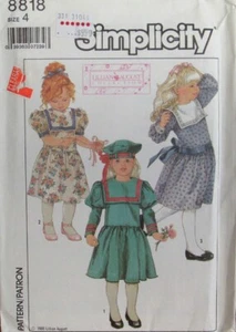 Vintage Simplicity 8818 Little Girls 4 Dress & Beret Hat Lillian August Pattern - Picture 1 of 2
