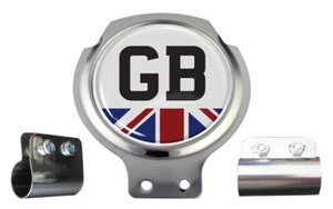 Scooter Bar Badge - GB TEXT Union Jack - FREE BRACKET & FIXINGS - Picture 1 of 2