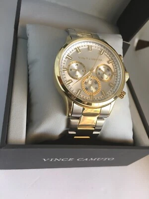Vince Camuto relógio masculino mostrador prateado dois tons aço inoxidável VC/1116TT NOVO - Imagem 1 de 4
