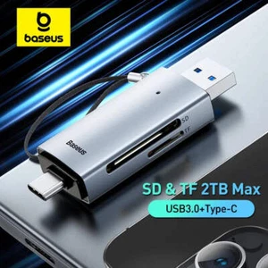 Baseus USB C & USB 3.0 Card Reader - 104MB/s, 2TB, SD/Micro SD/TF for Laptop Acc - Zdjęcie 1 z 8