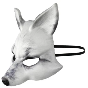 Adult Foam Realistic Printed Wild Animal Costume Mask Accessory Fox White - Picture 1 of 5