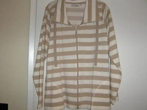 QVC Sports Savvy Jacket Beige And White Striped Size L NWOT - Picture 1 of 3